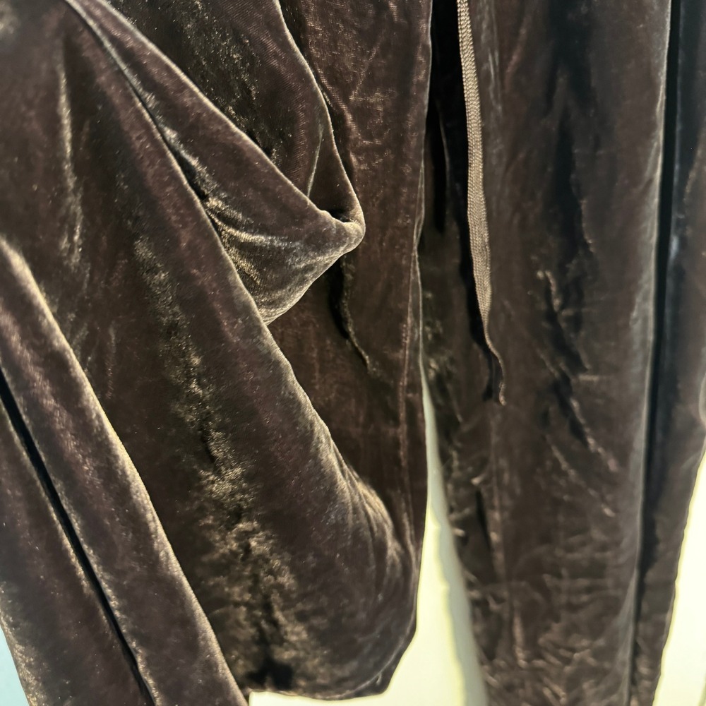 Cabi Silk Velvet Wide Leg Pants Chocolate Brown Drawstring L Quiet Luxury Comfy - Picture 5 of 10